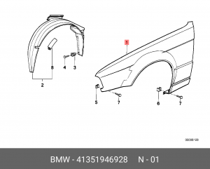 Крыло переднее 41 35 1 946 928 BMW