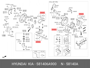 Колодки тормозные барабанные 581406A900 HYUNDAI KIA