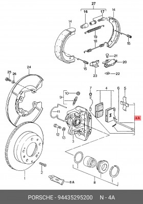 Комплектующие, колодки дискового тормоза 94435295200 PORSCHE