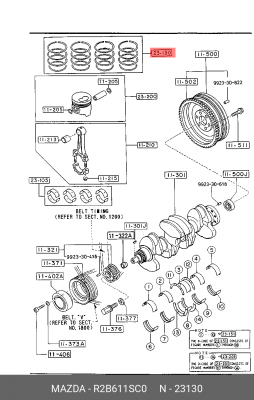 Кольца поршневые (комплект) R2B611SC0 MAZDA