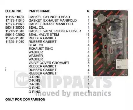 Комплект прокладок, головка цилиндра J1242120 H B JAKOPARTS NIPPARTS