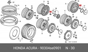 Гайка крепления колеса 90304SE0901 HONDA