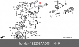 Средний глушитель выхлопных газов 18220SAA003 HONDA