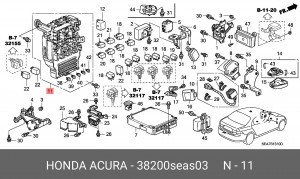 Блок коммутационный для реле, предохранителей 38200SEAS03 HONDA