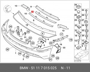 Решетка бампера 51 11 7 015 025 BMW