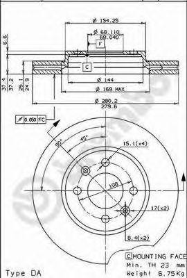 Тормозной диск 09.5221.10 BREMBO