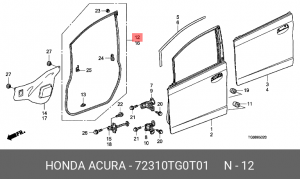 Уплотнитель дверного проема 72310TG0T01 HONDA