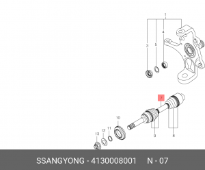 Вал привода колеса в сборе с ШРУСами 4130008001 SSANG YONG