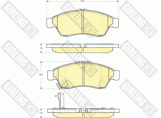 Комплект тормозных колодок, диско 6132909 GIRLING
