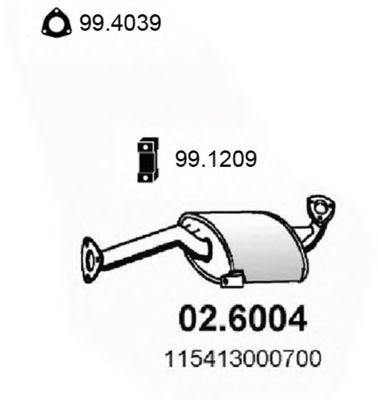 Средний глушитель выхлопных газов 026004 ASSO