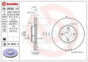Тормозной диск 09.9559.14 BREMBO