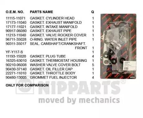 Комплект прокладок, головка цилиндра J1242078 H B JAKOPARTS NIPPARTS