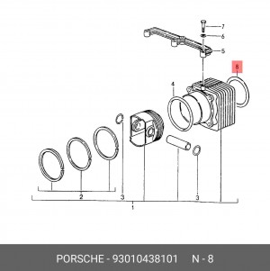Прокладка, головка цилиндра 93010438101 PORSCHE
