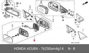 Наружное зеркало 76250SM4G14 HONDA