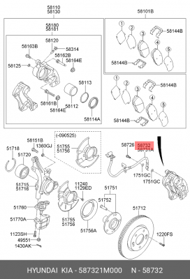 Шланг тормозной 587321M000 HYUNDAI KIA