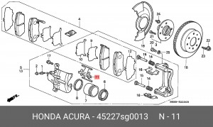 Комплектующие, колодки дискового тормоза 45227SG0013 HONDA