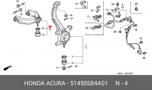 Рычаг независимой подвески колеса, подвеска колеса 51450-S84-A01 HONDA
