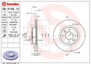 Тормозной диск 09.3149.14 BREMBO