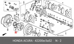 Комплект подшипника ступицы колеса 42200SR3A52 HONDA