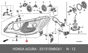 Фара головного света 33151SNBG61 HONDA
