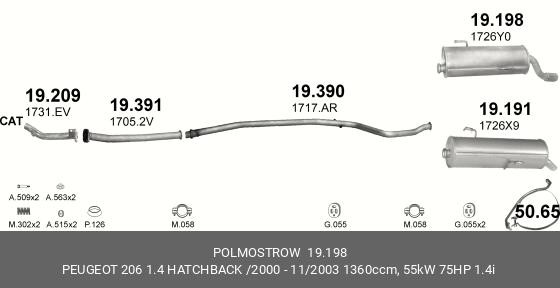 Глушитель - задняя часть системы ОГ 19.198 POLMOSTROW