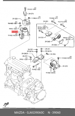 Подушка двигателя GJ6G-39-060C MAZDA
