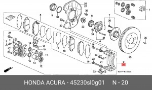 Тормозной суппорт 45230SL0G01 HONDA