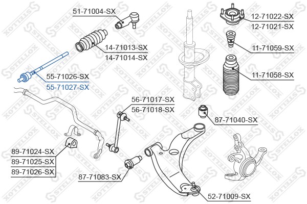 Тяга рулевая 55-71027-SX STELLOX