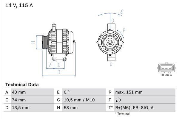 Генератор 0 986 049 460 BOSCH