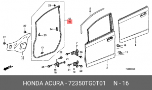Уплотнитель дверного проема 72350TG0T01 HONDA