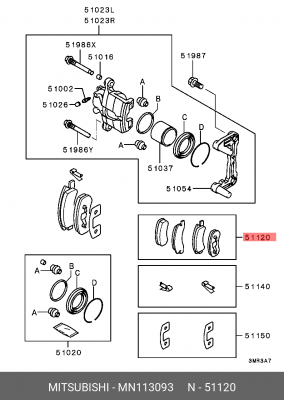 Колодки тормозные дисковые MN113093 MITSUBISHI