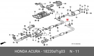 Средний глушитель выхлопных газов 18220SF1G03 HONDA