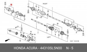 Шарнирный комплект, приводной вал 44310SL5N00 HONDA