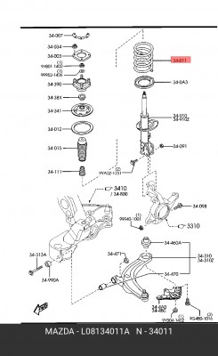 Пружина ходовой части L08134011A MAZDA