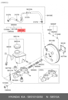 Главный тормозной цилиндр 585101G050 HYUNDAI KIA