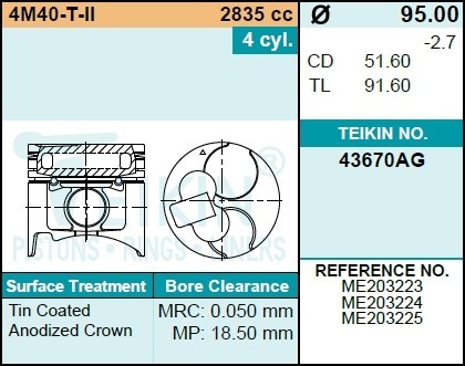 Поршень ДВС 43670AGSTD TEIKIN