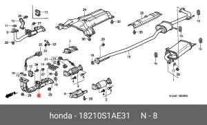 Выпускной трубопровод 18210S1AE31 HONDA