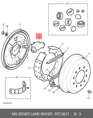 Колесный тормозной цилиндр RTC3627 MG ROVER LAND ROVER