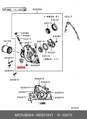 Уплотняющее кольцо, коленчатый вал MD031837 MITSUBISHI