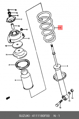 Пружина ходовой части 41111-80F00 SUZUKI
