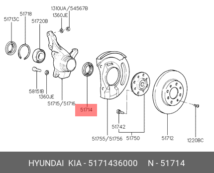 Комплект подшипника ступицы колеса 5171436000 HYUNDAI KIA