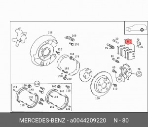 Колодки тормозные дисковые A0044209220 MERCEDES BENZ