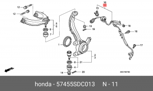 Датчик, частота вращения колеса 57455-SDC-013 HONDA