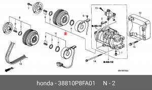 Компрессор, кондиционер 38810P8FA01 HONDA