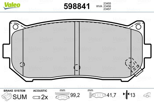 Комплект тормозных колодок, диско 598841 VALEO PHC