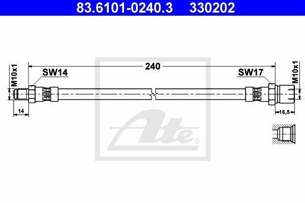 Тормозной шланг 83.6101-0240.3 ATE