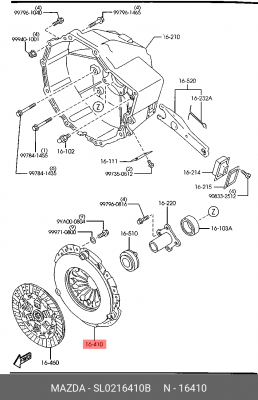 Корзина сцепления SL0216410B MAZDA