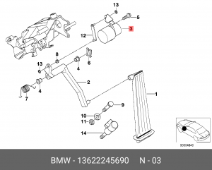Датчик, положение педали акселератора 13 62 2 245 690 BMW