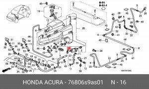 Электронасос стеклоомывателя 76806S9AS01 HONDA