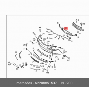 Абсорбер бампера A2208851537 MERCEDES BENZ